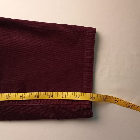 Lands' End Corduroy Jeans Size 14 Fit 1 Mid Rise Tapered Leg Burgundy Wine Color - Picture 8 of 9